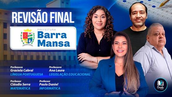 REVISÃO FINAL - PREF. BARRA MANSA-RJ - 04/2024  - 6 AULÕES AO VIVO de revisão para a prova da PREFEITURA MUNICIPAL DE BARRA MANSA-RJ.
