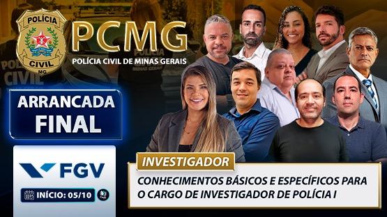 ARRANCADA FINAL - PCMG - INVESTIGADOR - 10/2024  - 22 AULÕES AO VIVO de revisão para a prova de INVESTIGADOR da POLÍCIA CIVIL DE MINAS GERAIS.