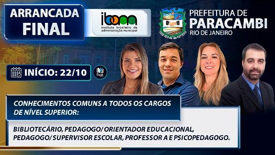 ARRANCADA FINAL - PREF. PARACAMBI-RJ - SUPERIOR - 10/2024  - 8 AULÕES AO VIVO de revisão para a prova de NÍVEL SUPERIOR da PREFEITURA MUNICIPAL DE PARACAMBI-RJ.